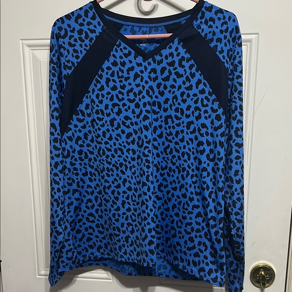 Tail Tops - Blue Leopard Print Long Sleeve Top
